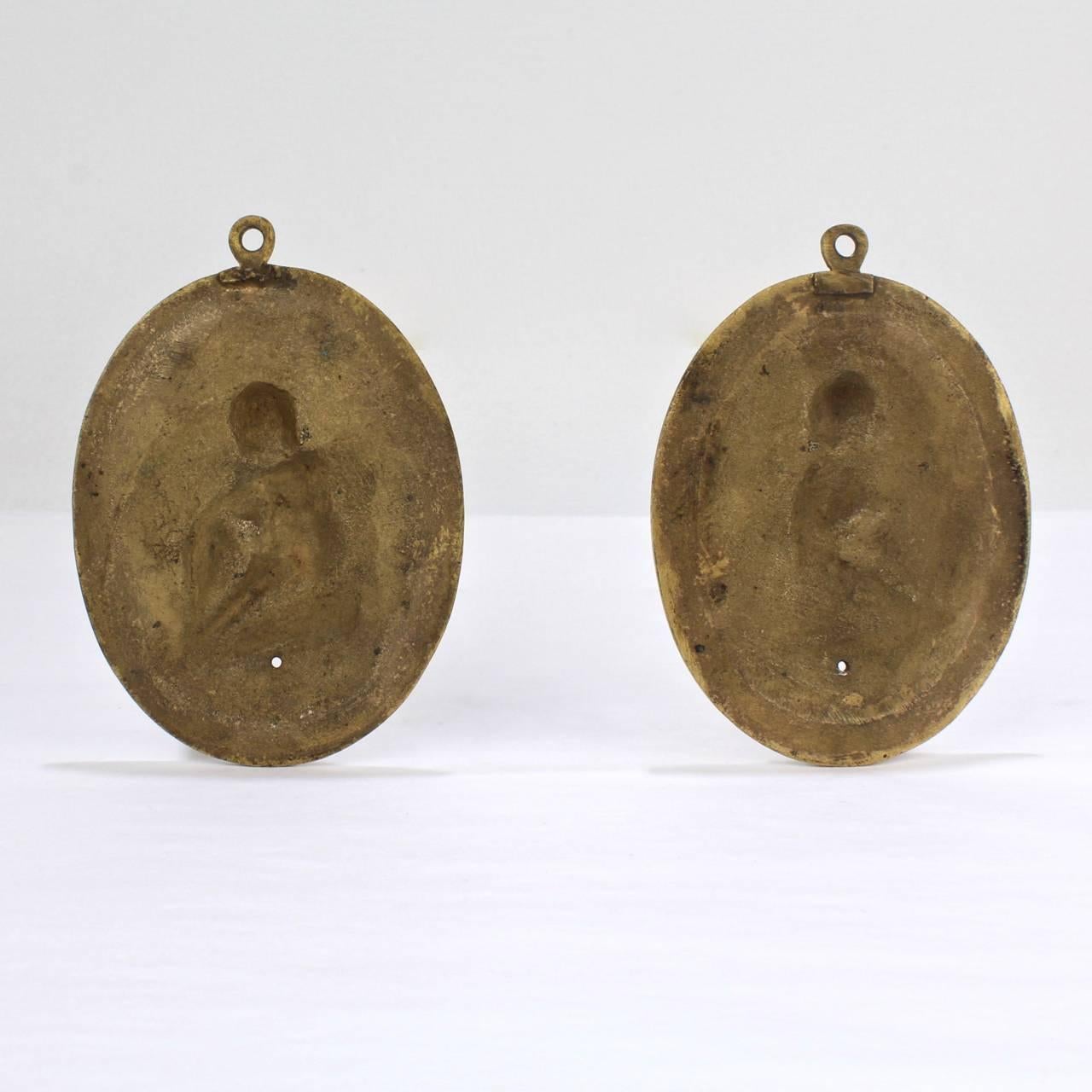 Pair of Antique 19th Century French Gilt Doré Bronze Plaques with Cupid 3