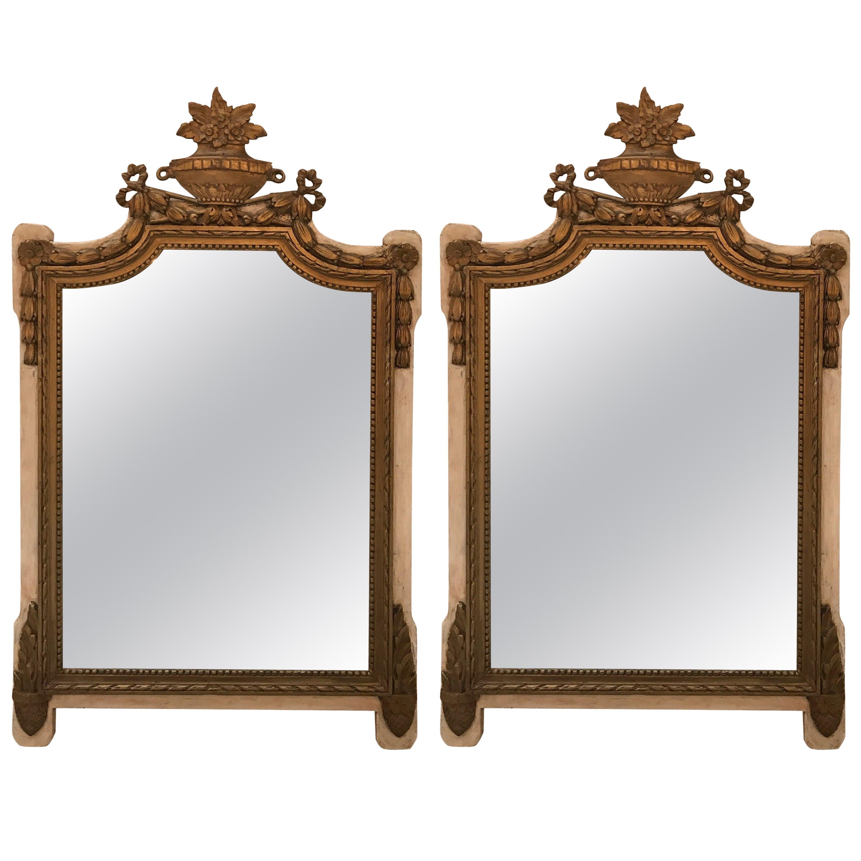 Pair of Antique 19th Century French Parcel-Gilt Mirrors