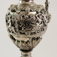 Pair of Antique 19th Century French Silver over Bronze Ewers