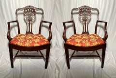 Pair of Antique 19th Century Hand Carved Mahogany Chairs