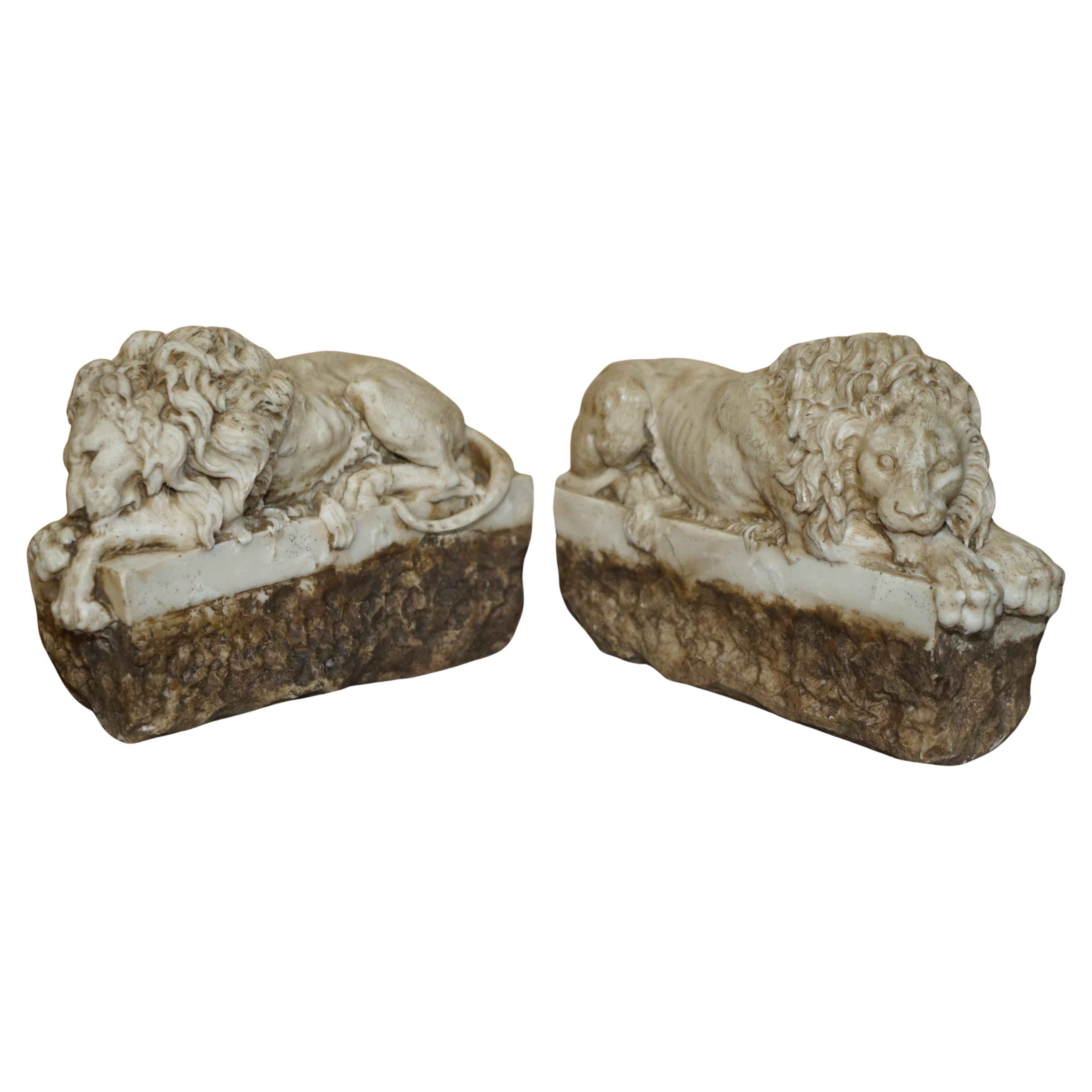 par de leones antiguos italianos del siglo xix antonio canova de la tumba del papa clemente en venta