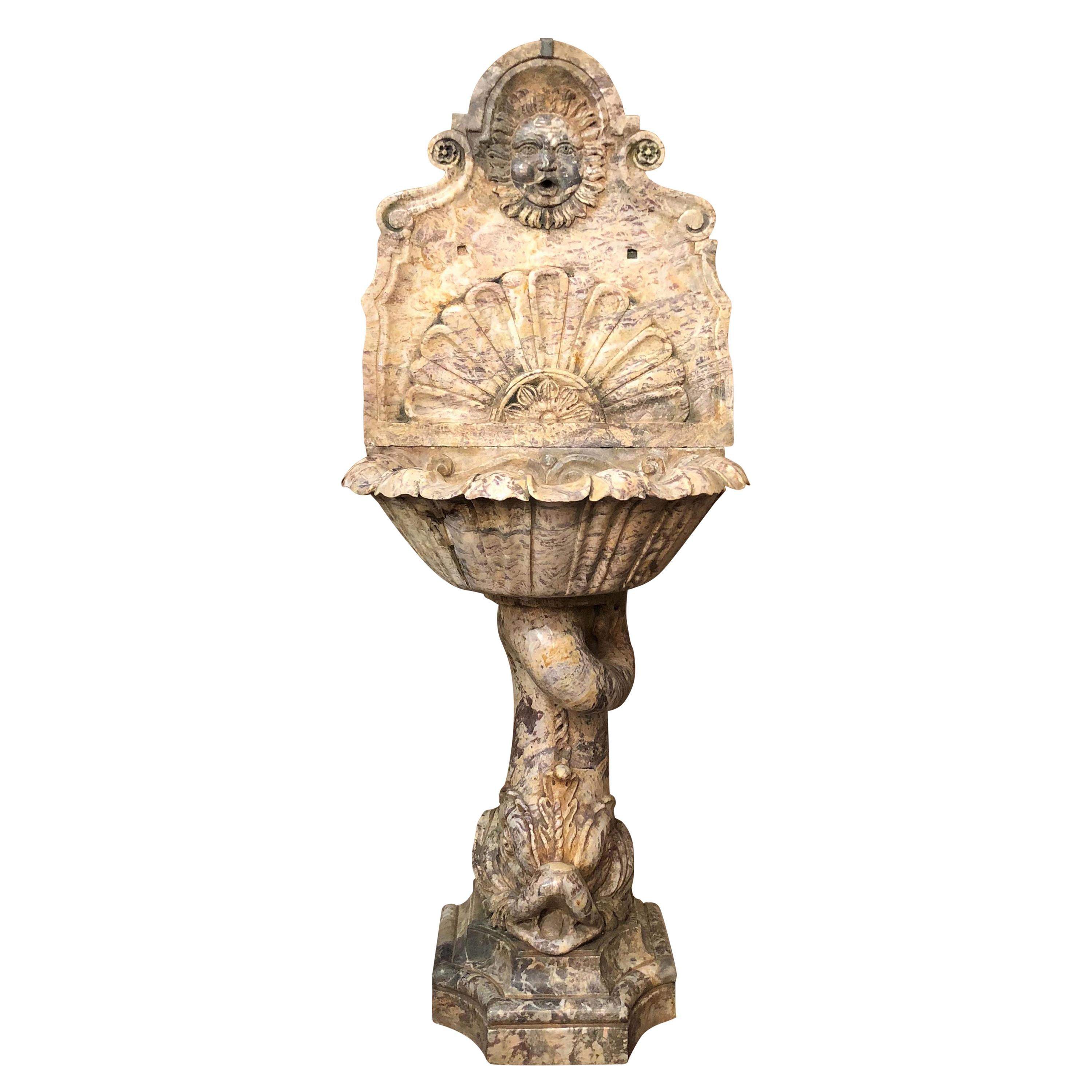 Pair of Antique 19th Century Italian Marble Wall Fountains For Sale at