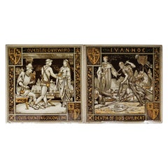 Pair of Antique 19th Century John Moyr Smith Ceramic Tiles, Circa 1877