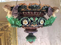 Pair of Antique 19th Century Majolica Jardinières