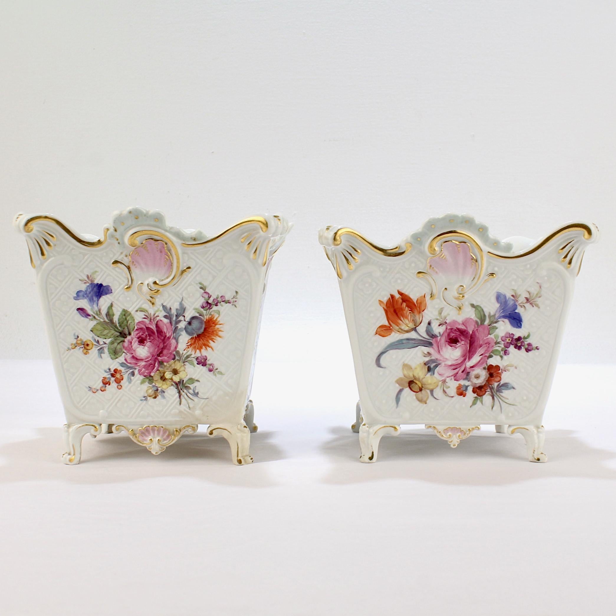 German Pair of Antique 19th Century Meissen Porcelain Cachepot or Jardinieres