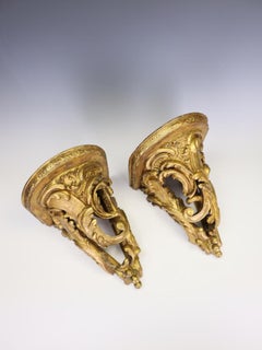 Pair of Antique 19th Century Rococo Revival Giltwood Wall Brackets / Shelves