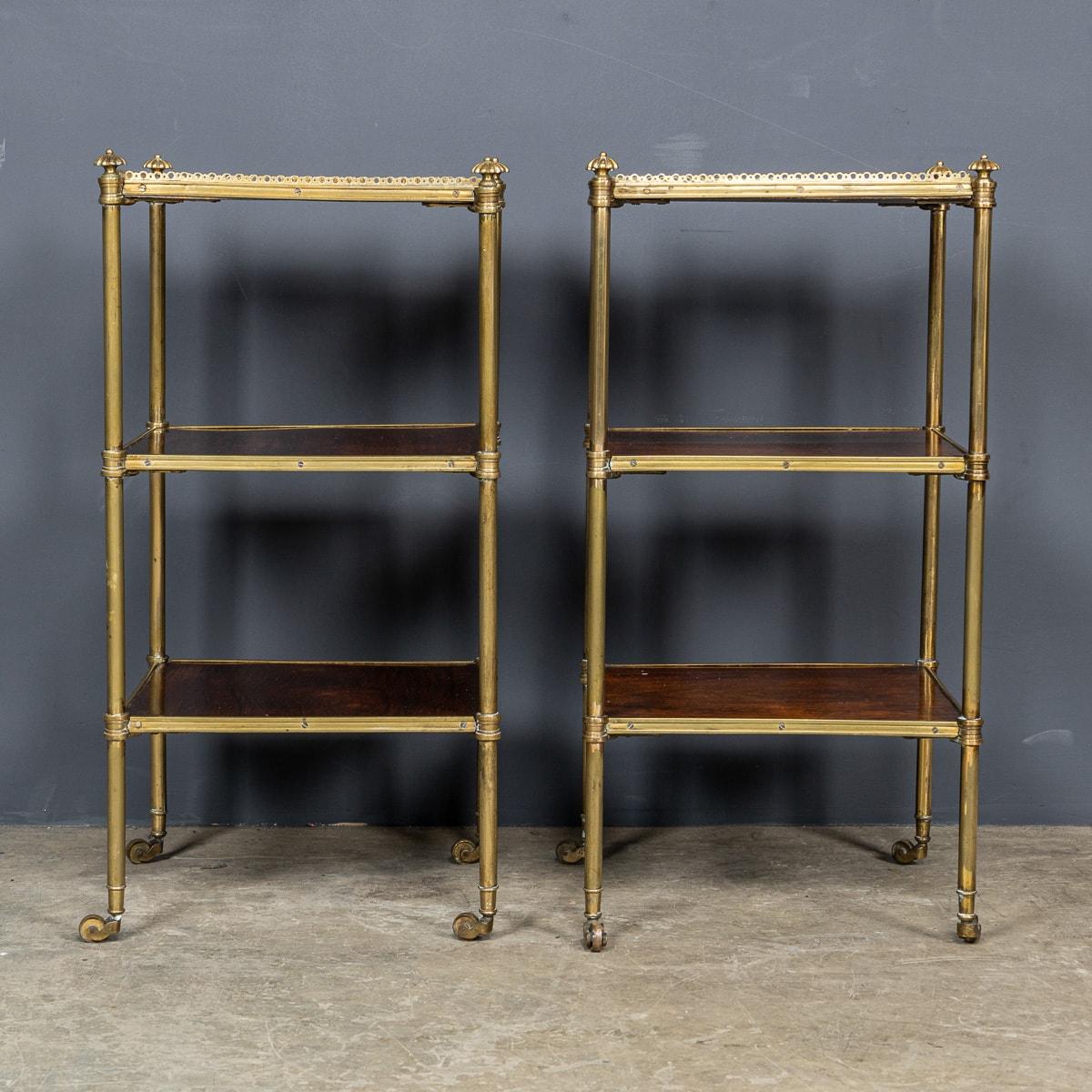 Regency Pair Of Antique 19th Century Rosewood & Brass Three Tier Etageres c.1820 For Sale