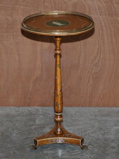 Pair of Antique 19th Century Sheraton Revival Polychrome Painted Side End Tables