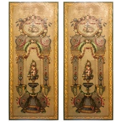 Pair of Antique 19th Century Tromp L'oeil Painted Panels