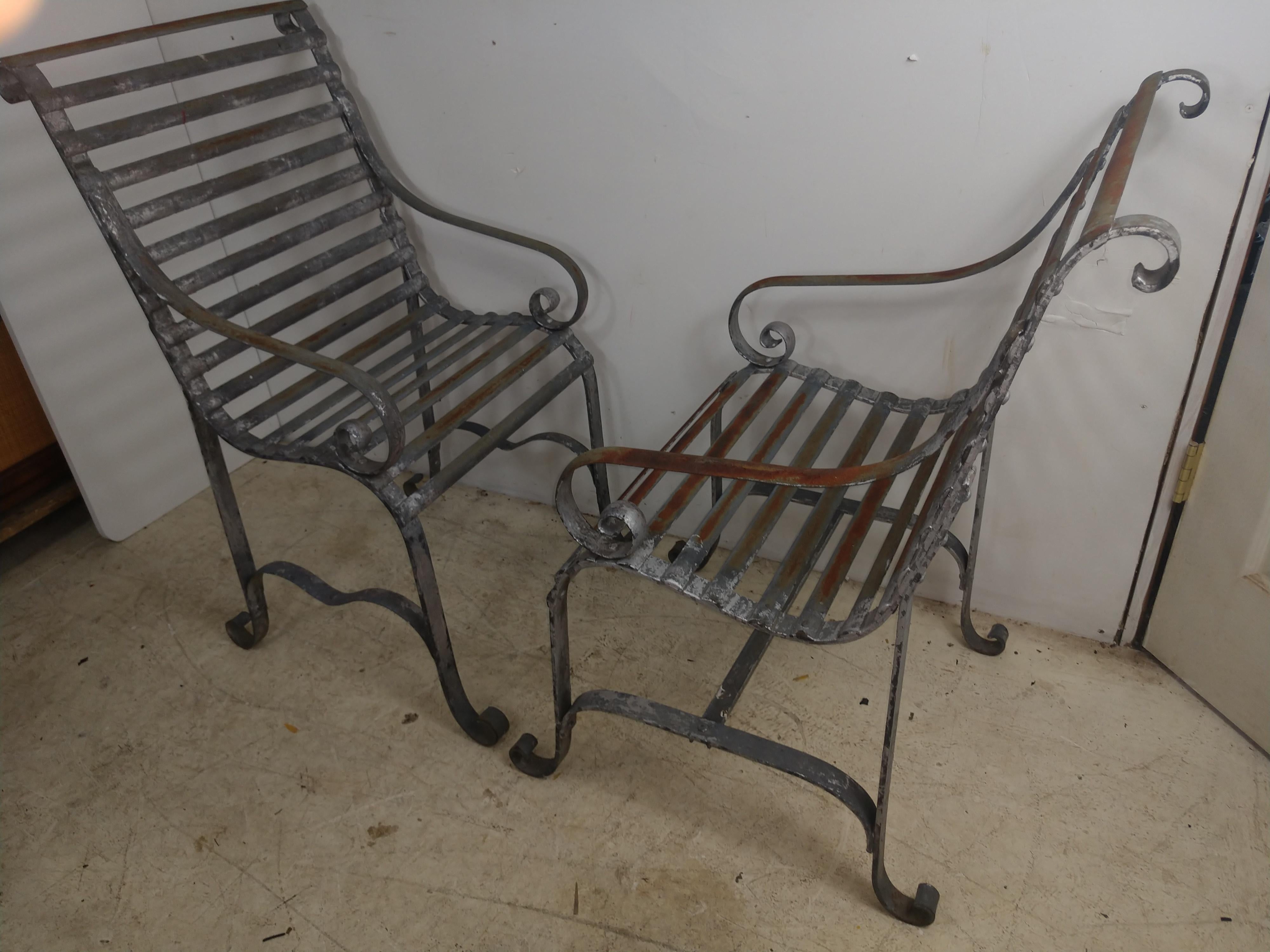 Pair of Antique 19thC Strap Iron Armchairs 1