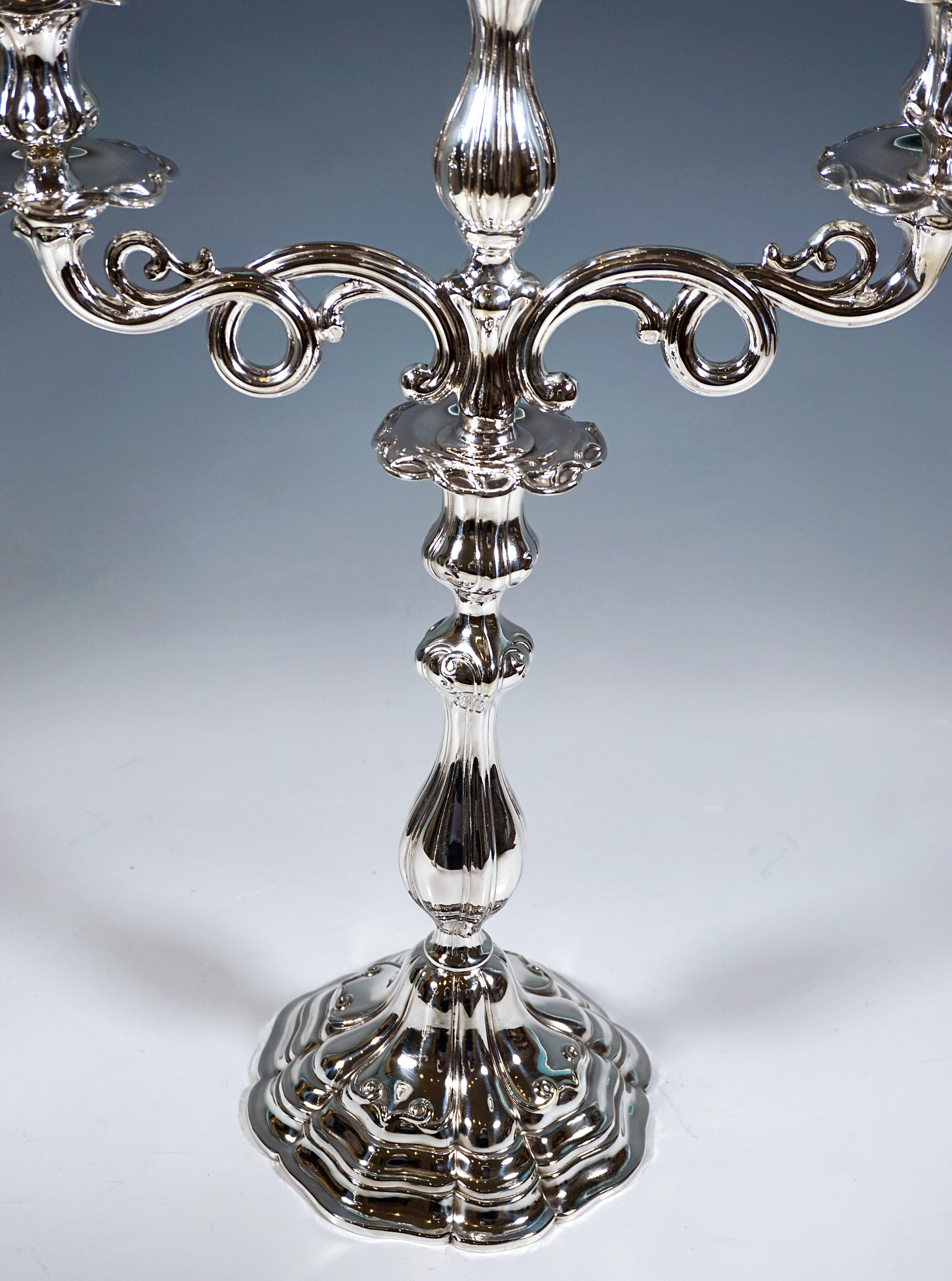 Pareja De Antiguos Candelabros De Plata Biedermeier De 3 Llamas, Alemania, Siglo XIX siglo XIX en venta