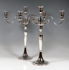 Paar antike 3-flammige Empire-Silber-Kerzenständer, von Anton Köll, Wien 1807
