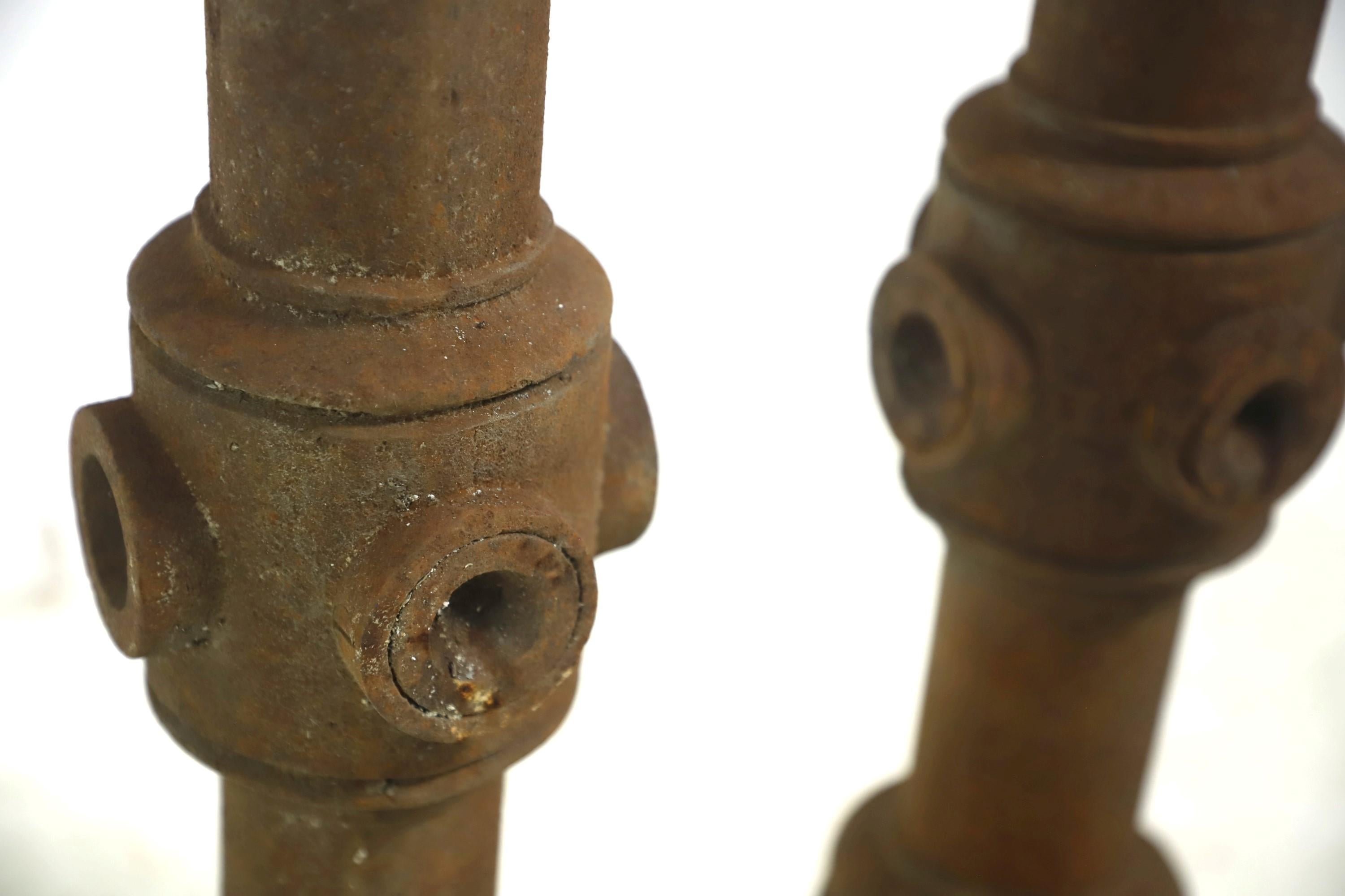 20th Century Pair of Antique 39 in. Ball Finial Cast Iron Fencing Posts For Sale