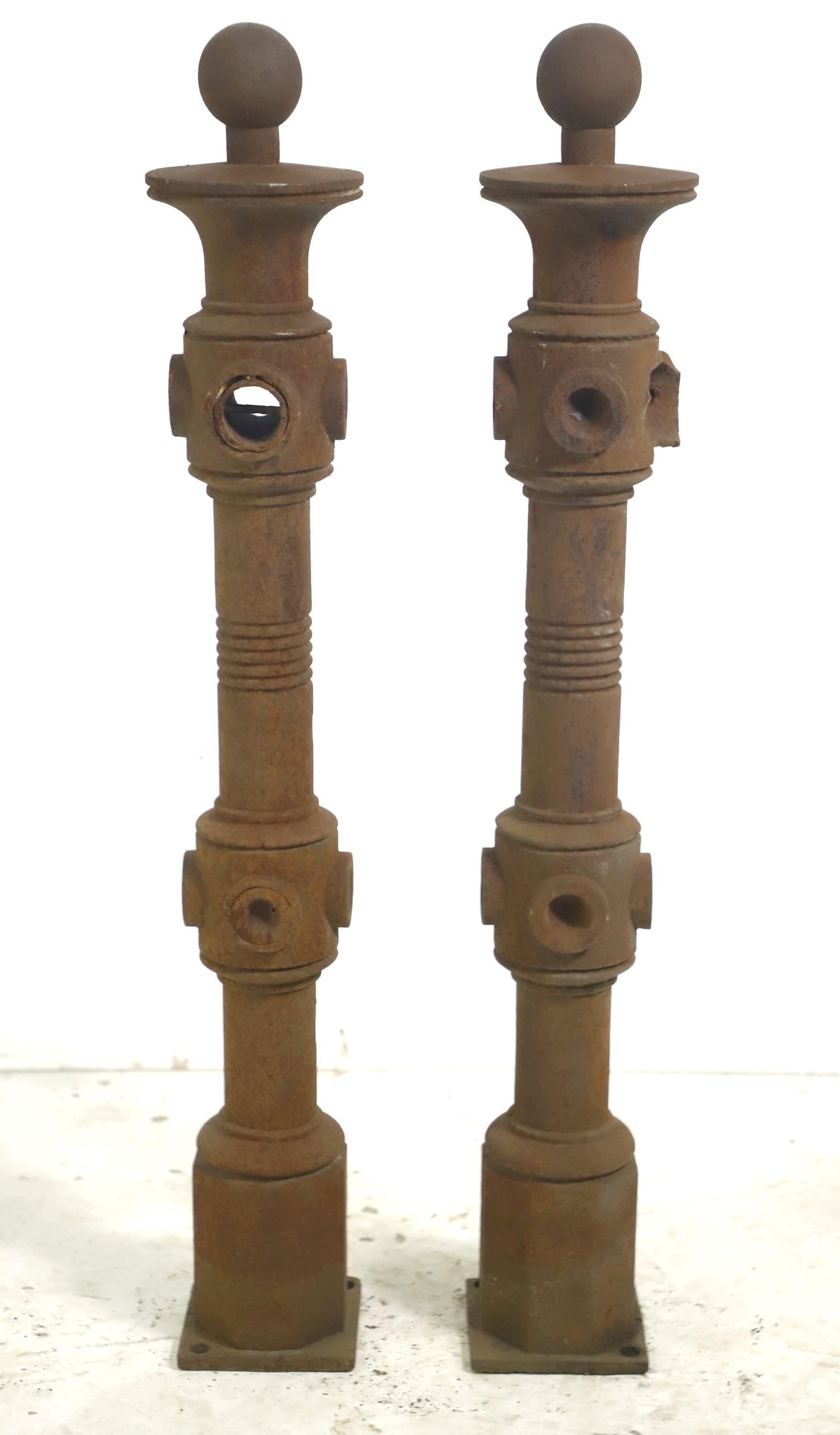 Pair of Antique 39 in. Ball Finial Cast Iron Fencing Posts For Sale 2