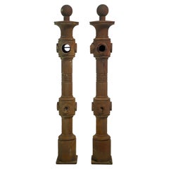 Pair of Used 39 in. Ball Finial Cast Iron Fencing Posts