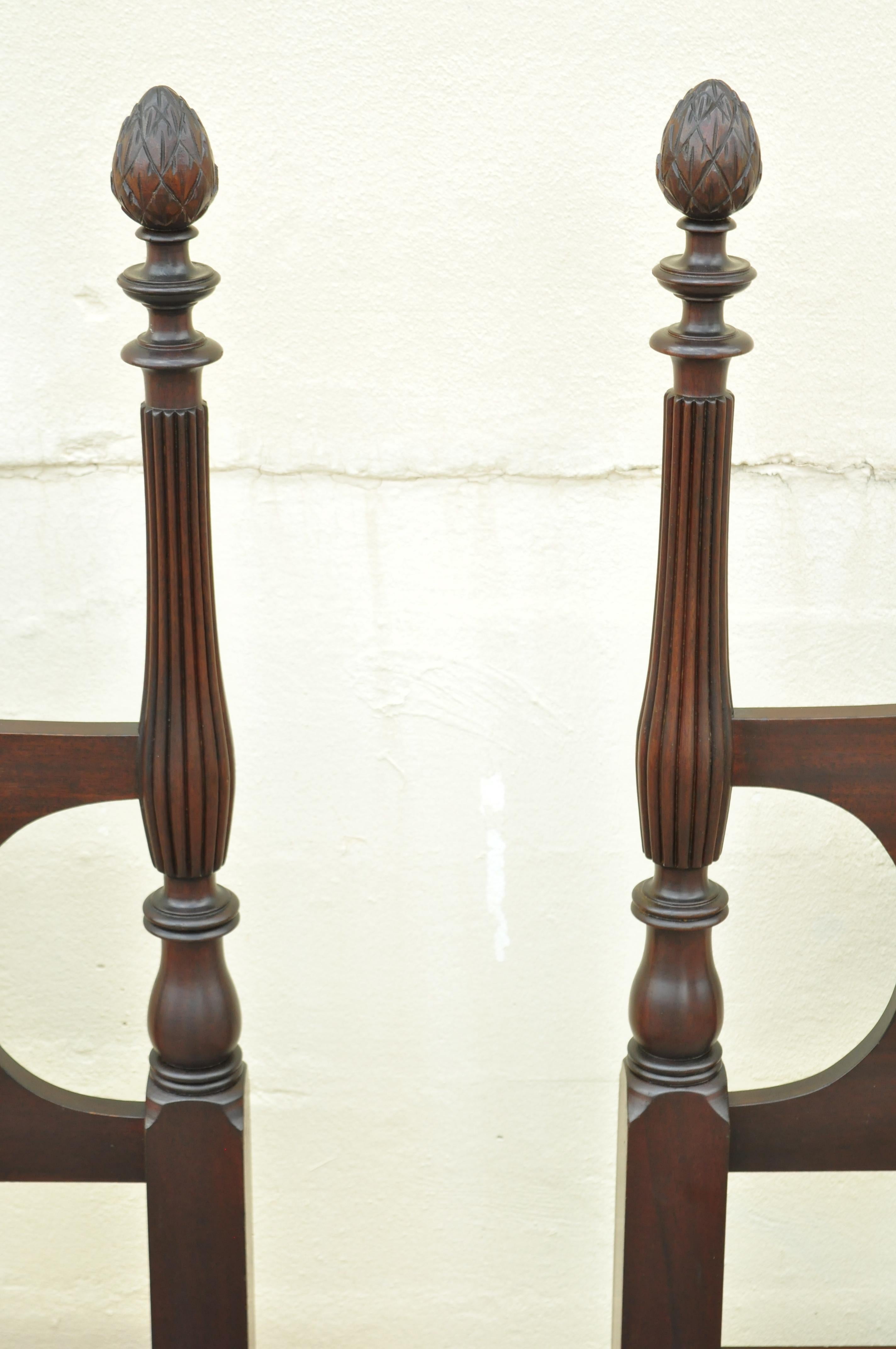 Pair of Antique 4 Poster Mahogany Twin Single Acorn Pineapple Finial Bed Frames 2