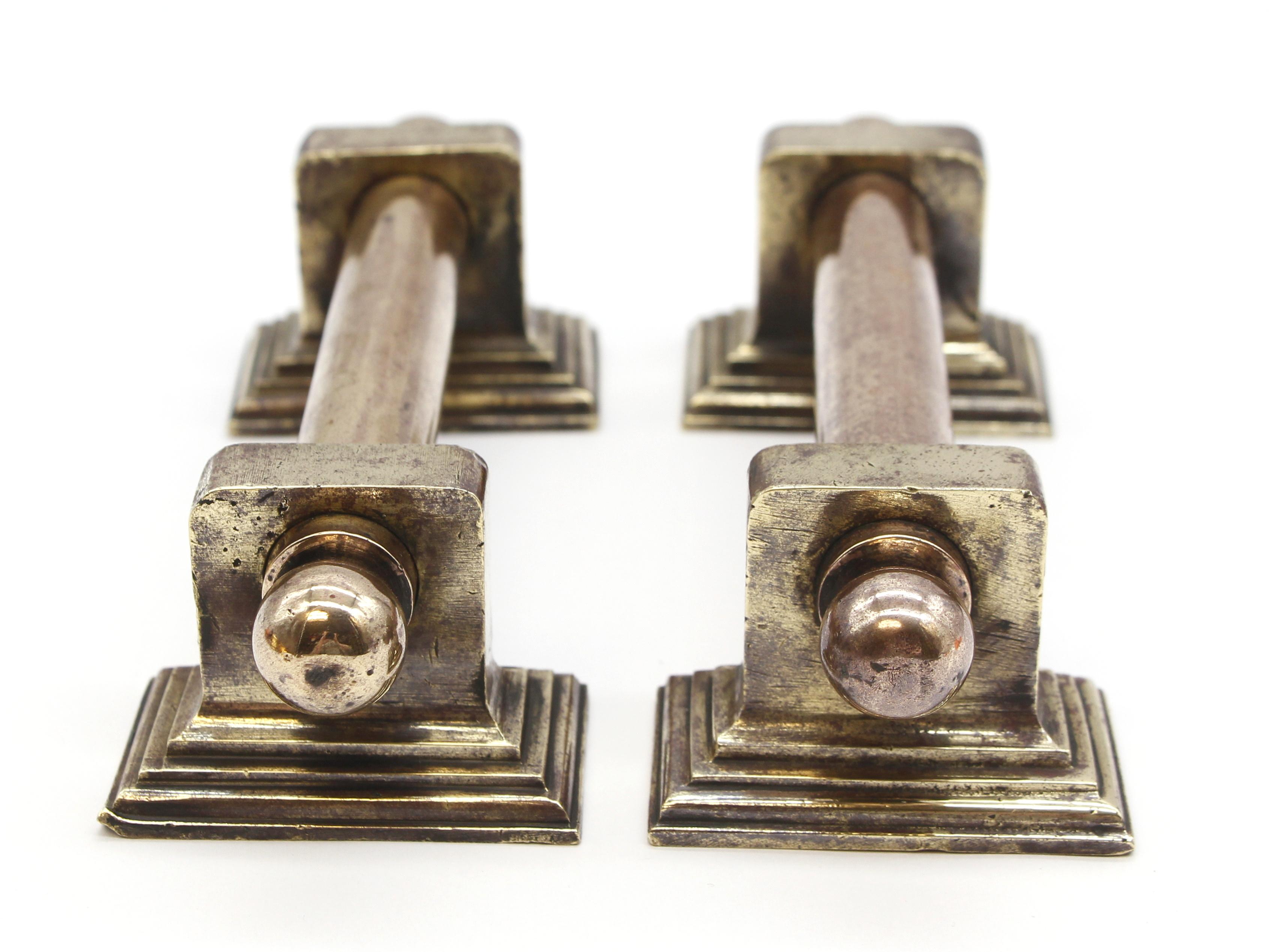 American Pair of Antique 8.25 in. Polished Cast Bronze Door Pulls