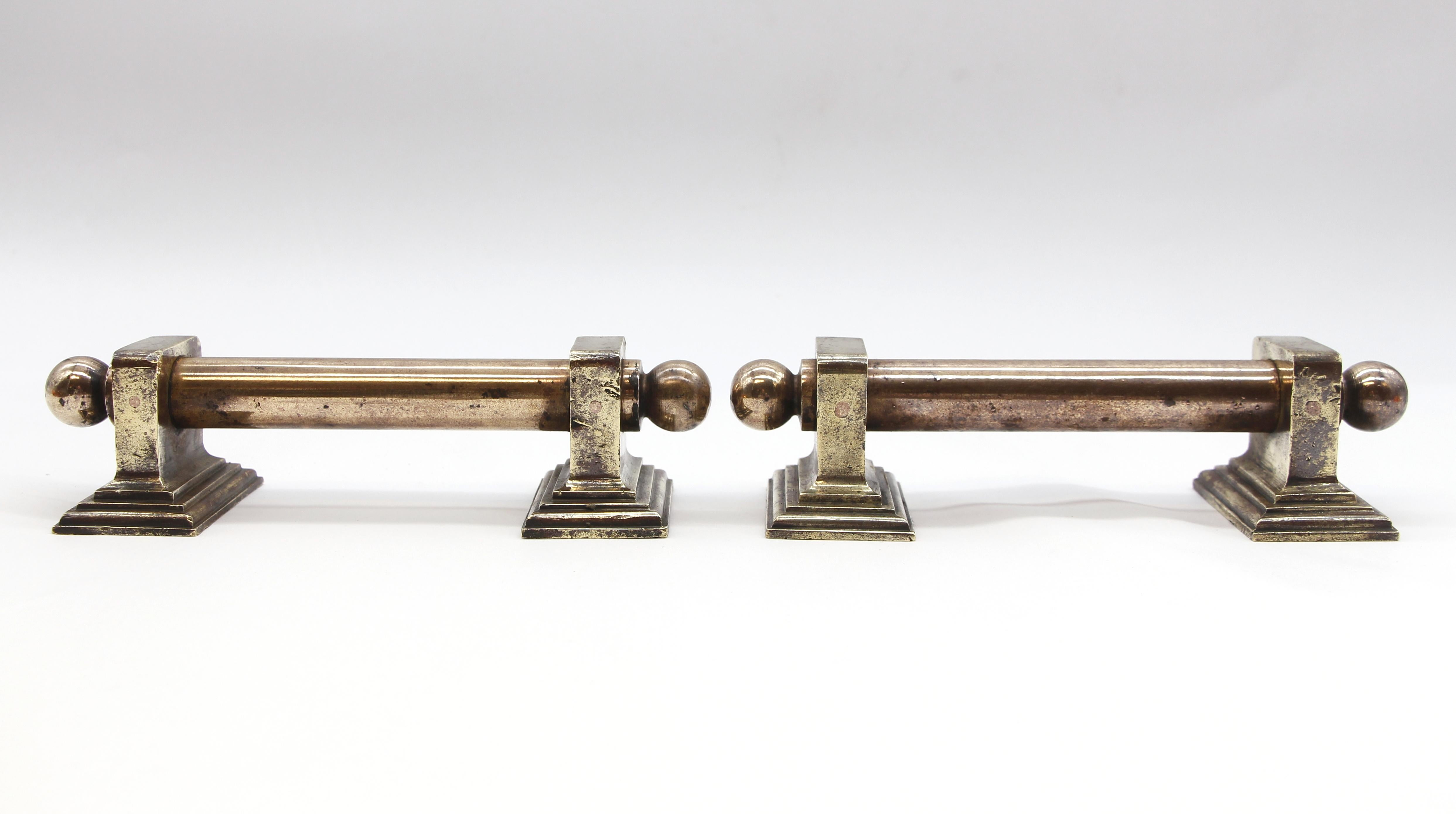 20th Century Pair of Antique 8.25 in. Polished Cast Bronze Door Pulls