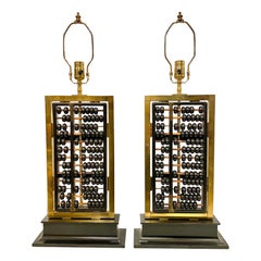 Pair of Antique Abacus Table Lamps
