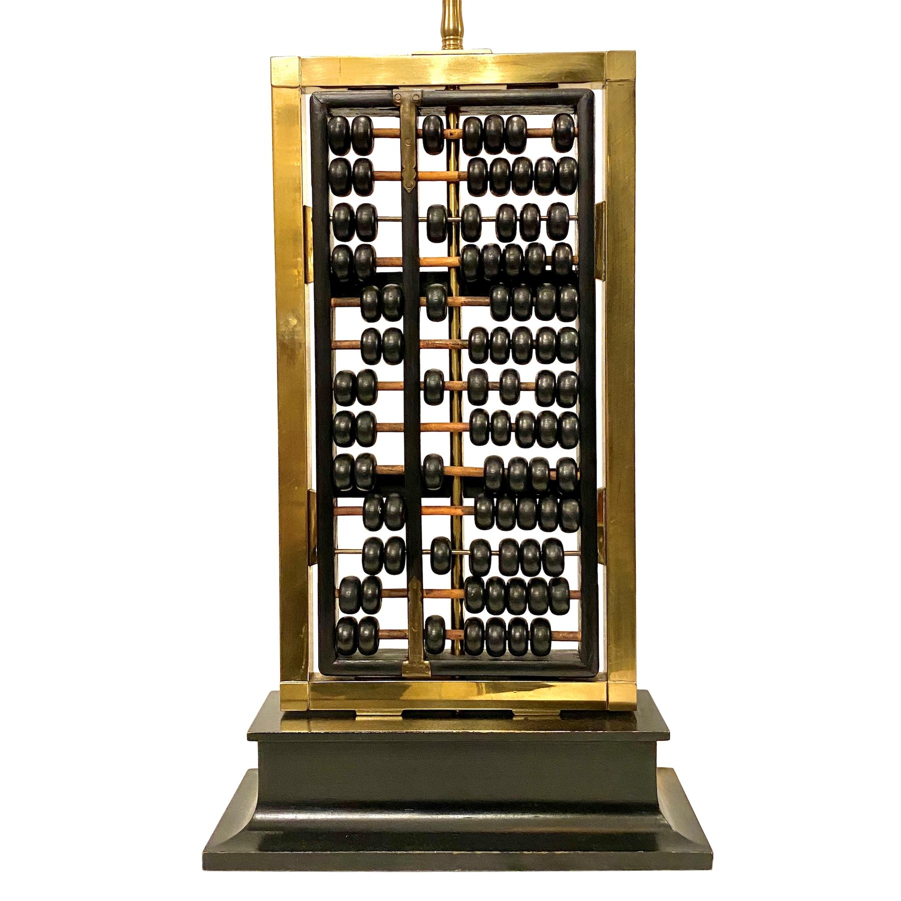 Chinese Pair of Antique Abacus Table Lamps