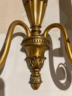 Pair of Antique Adam Style Bronze Sconces Attributed to Caldwell