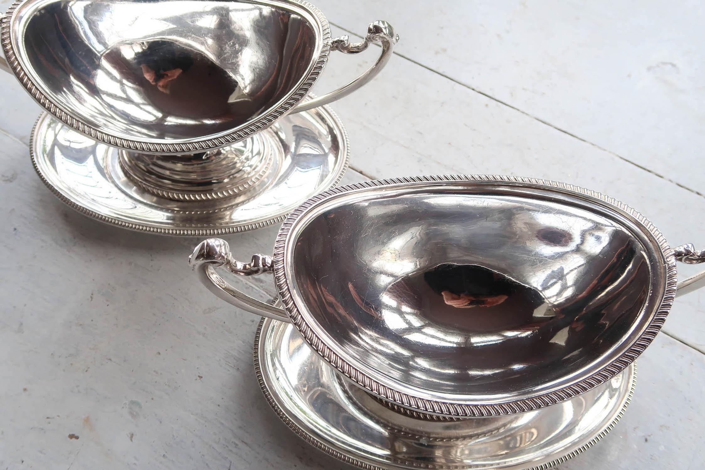 Pair of Antique Adam Style Silver Plated Tureens. English C.1920 For Sale 1