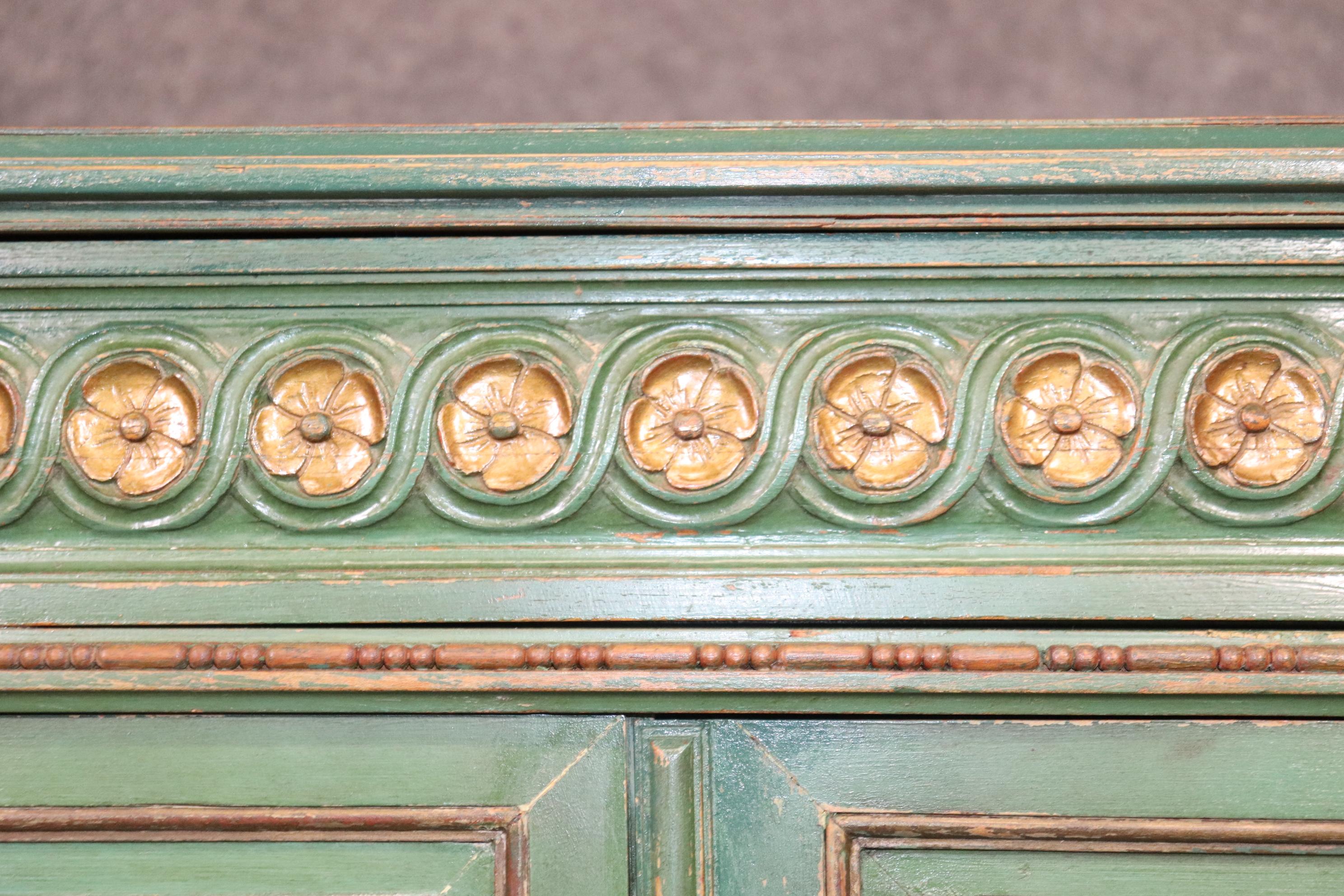 Pair of Antique Adams Style English Paint Decorated Demilune Commodes Buffets 11