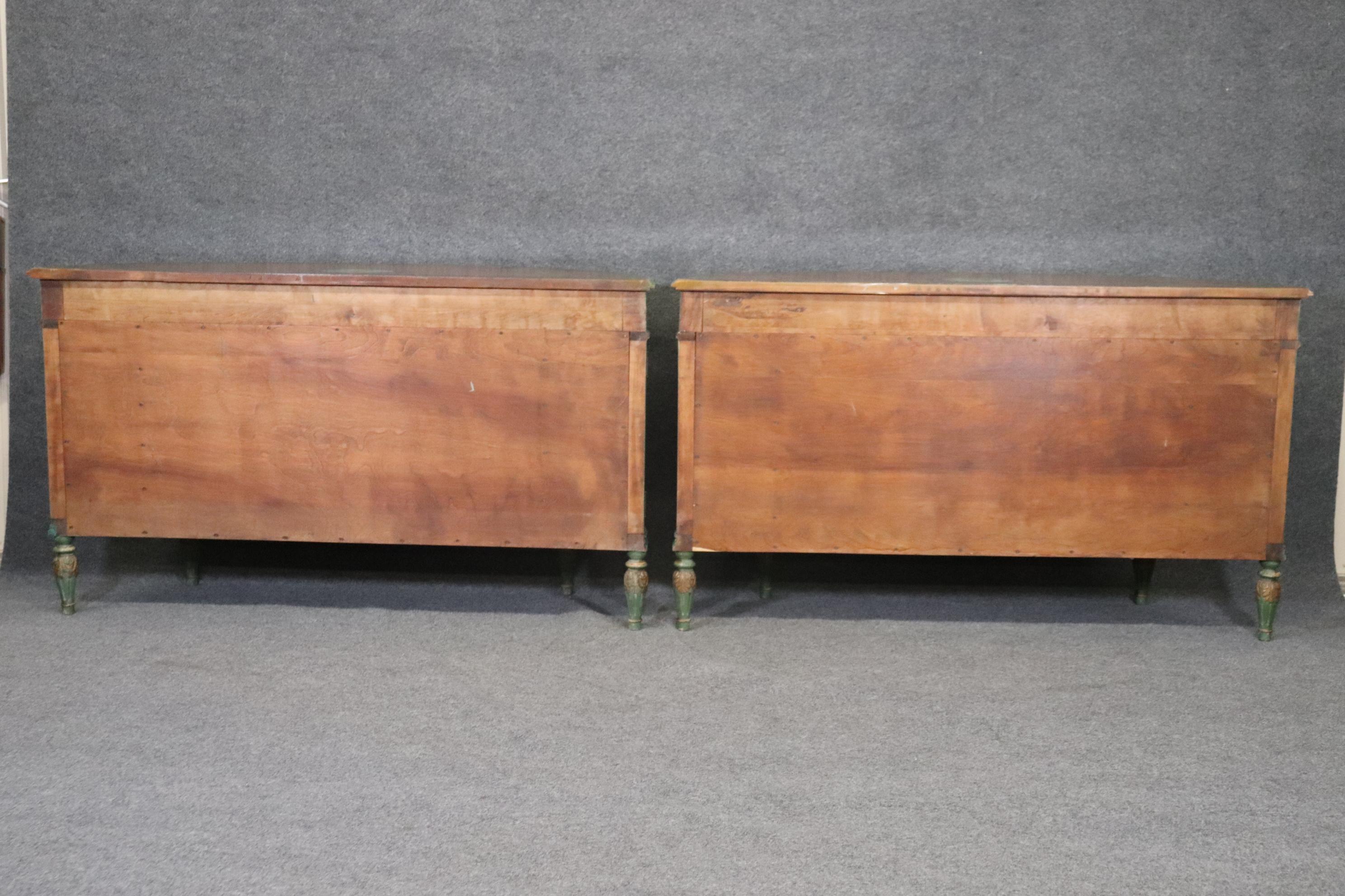 Pair of Antique Adams Style English Paint Decorated Demilune Commodes Buffets 3