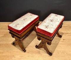 Pair Of Antique Aesthetic Lift Top Bench Stools