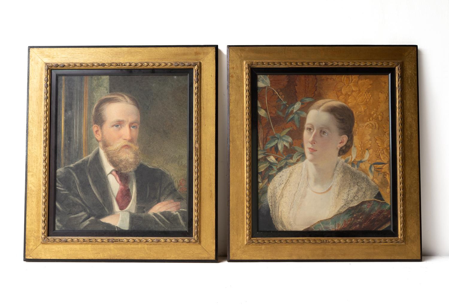 Pair Of Antique Aesthetic Movement Portraits, Original Watercolour Paintings For Sale 5