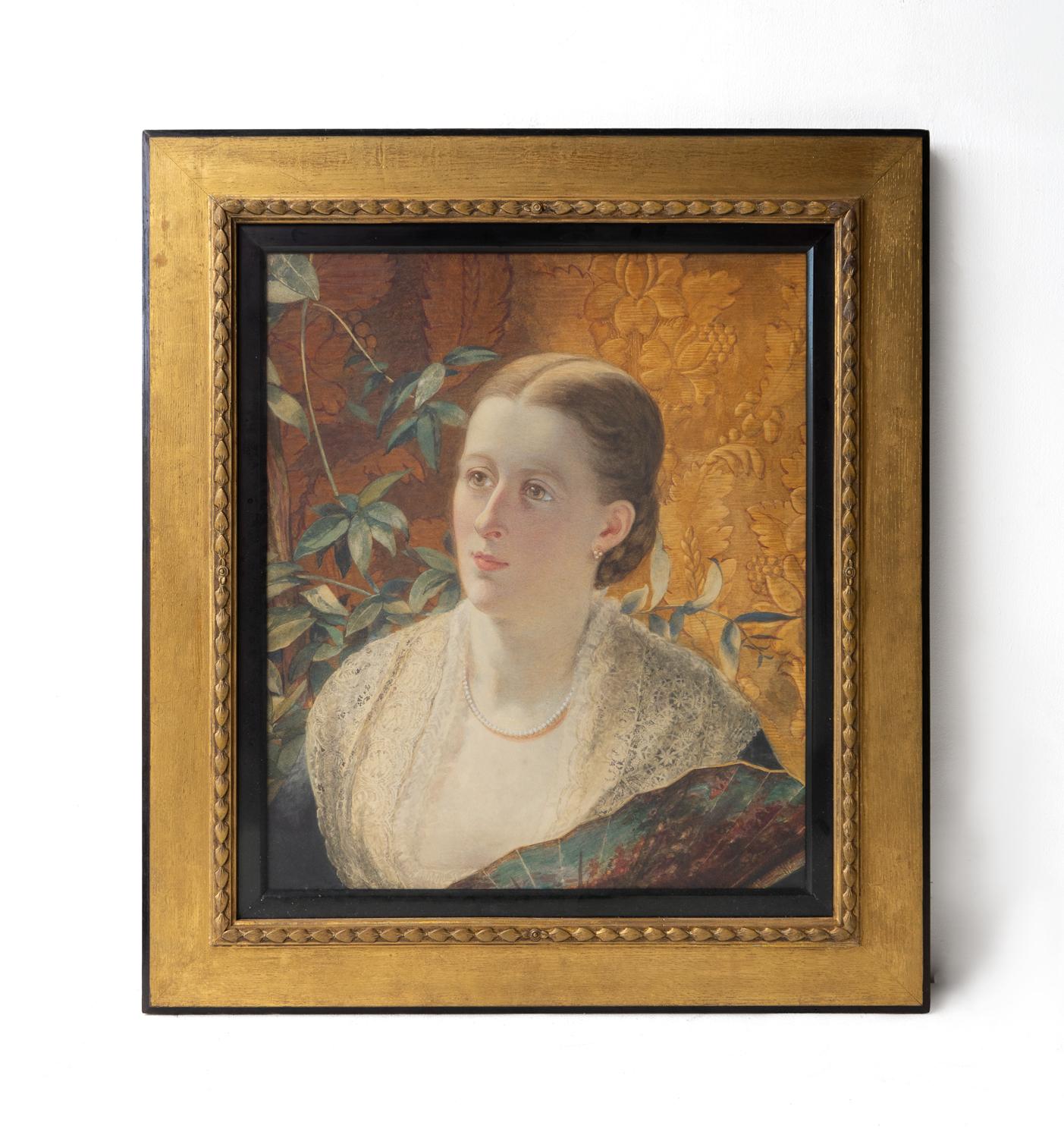 Victorian  Pair Of Antique Aesthetic Movement Portraits, Original Watercolour Paintings For Sale
