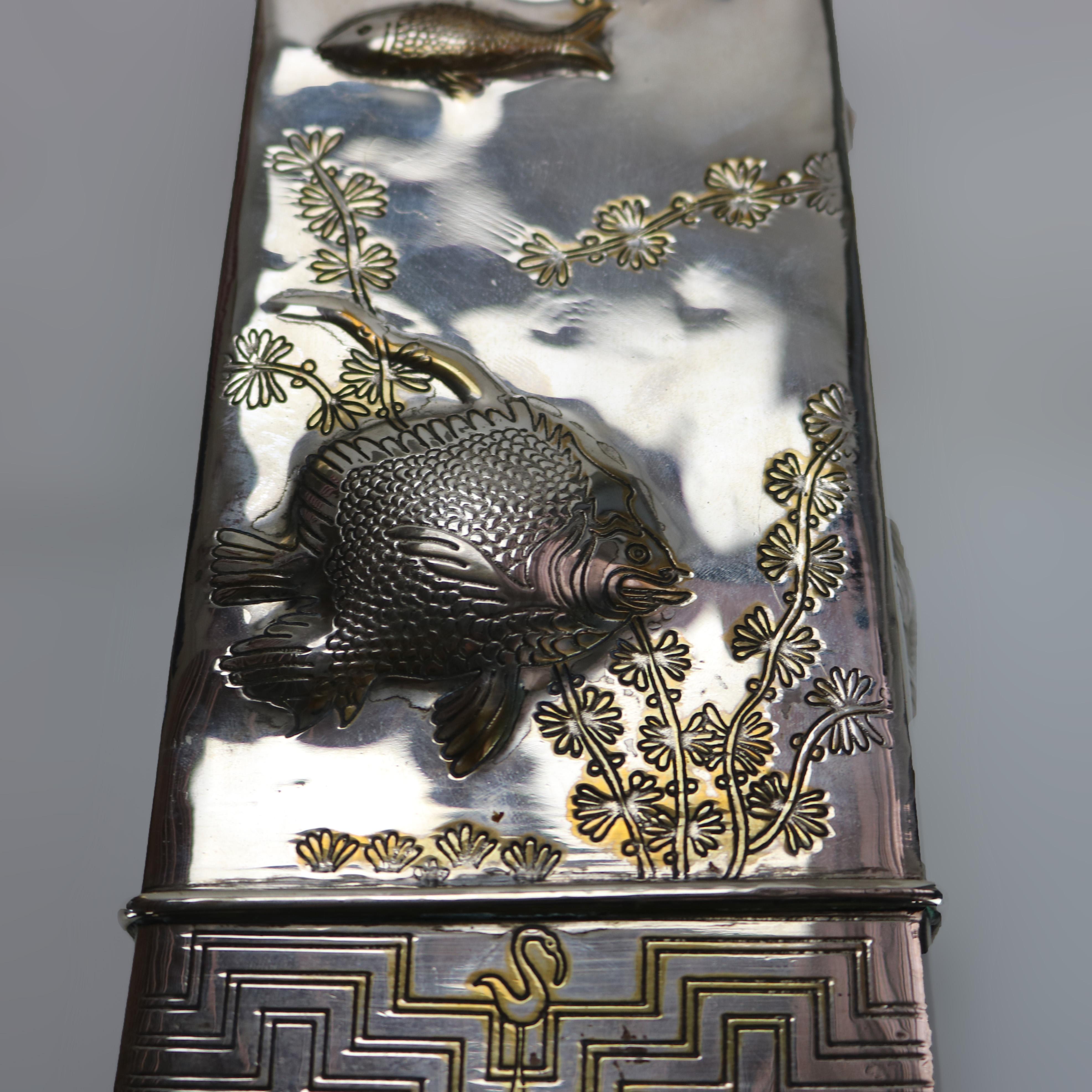 Pair of Antique Aesthetic Silver Plated Figural Fish Vases C1870 4