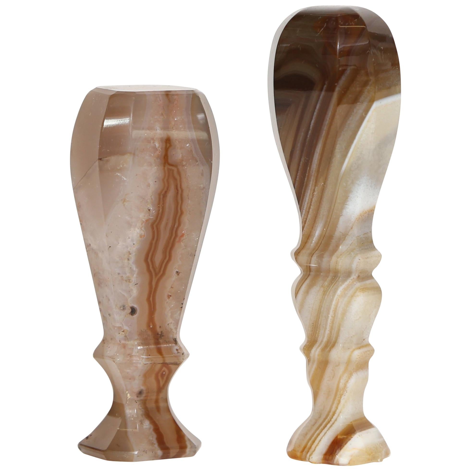 A Set of Two Scottish Banded  Agate Table Seals For Sale