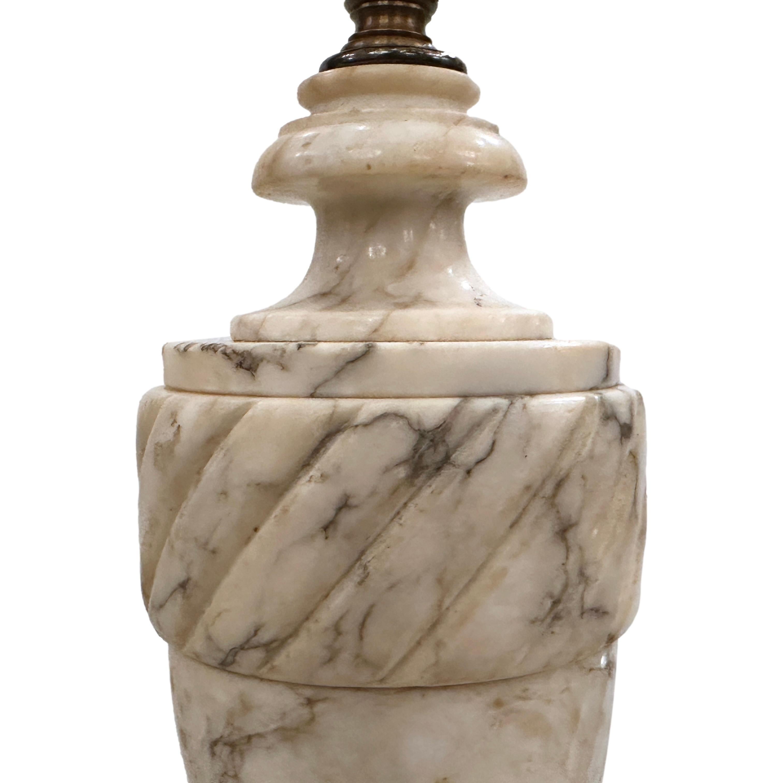 Pair of Antique Alabaster Lamps In Good Condition For Sale In New York, NY