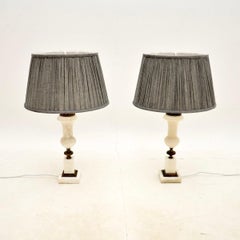 Pair of Antique Alabaster Table Lamps