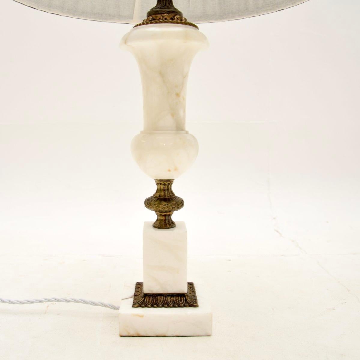 Pair of Antique Alabaster Table Lamps For Sale 1