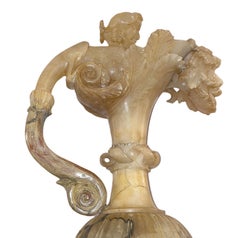 Pair of Antique Alabaster Vases on Stands