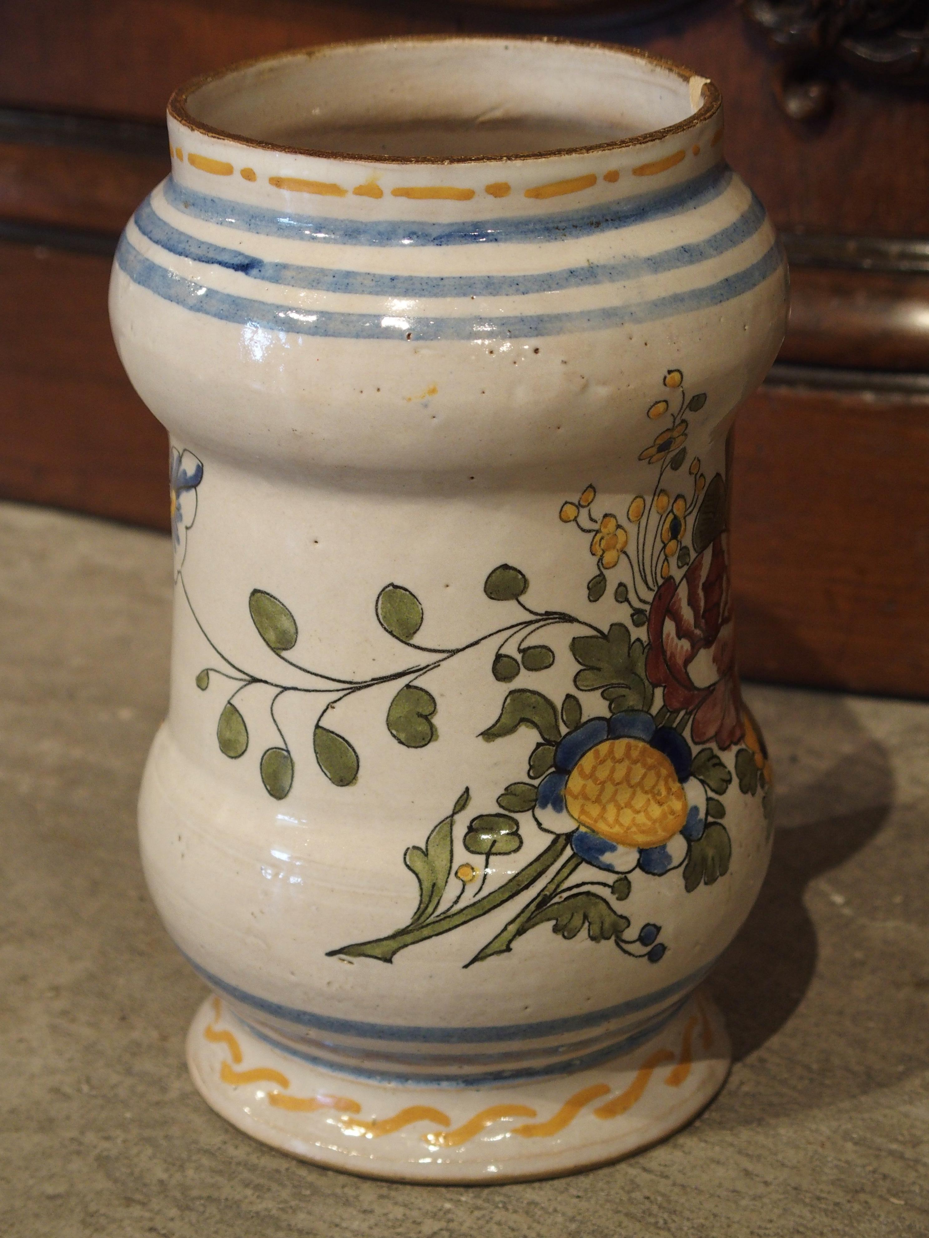 Pair of Antique Albarello Apothecary Jars from Italy In Good Condition In Dallas, TX