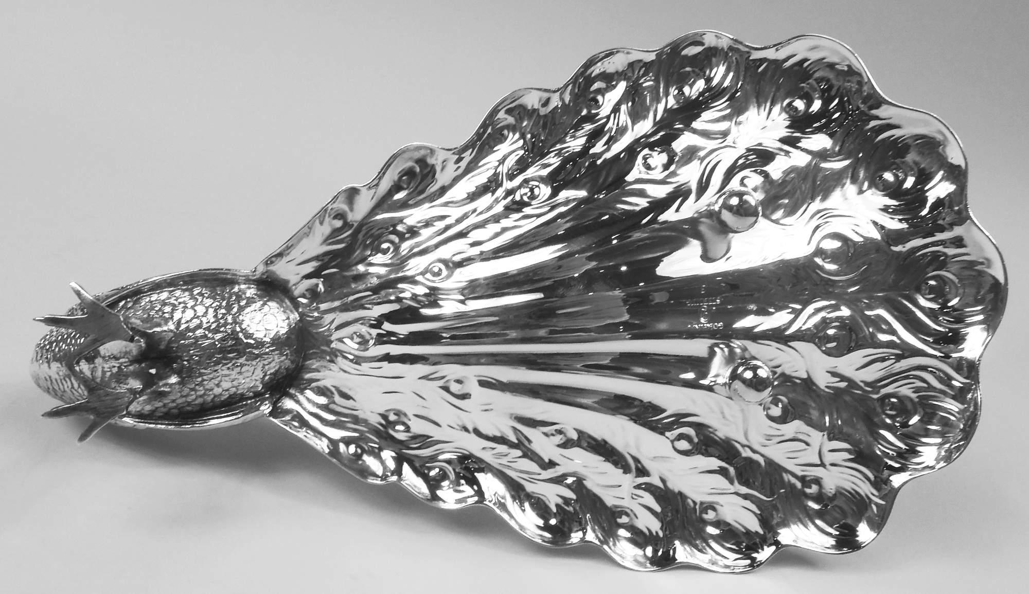 Coppia di antichi pavoni americani edoardiani in argento sterling in vendita 3