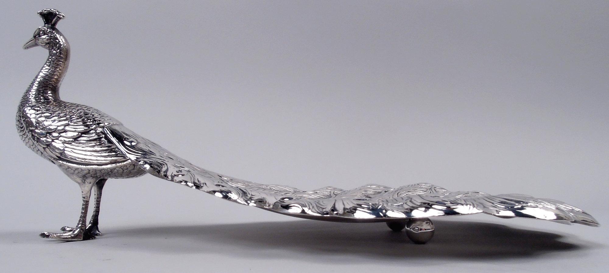 Argento 925 Coppia di antichi pavoni americani edoardiani in argento sterling in vendita