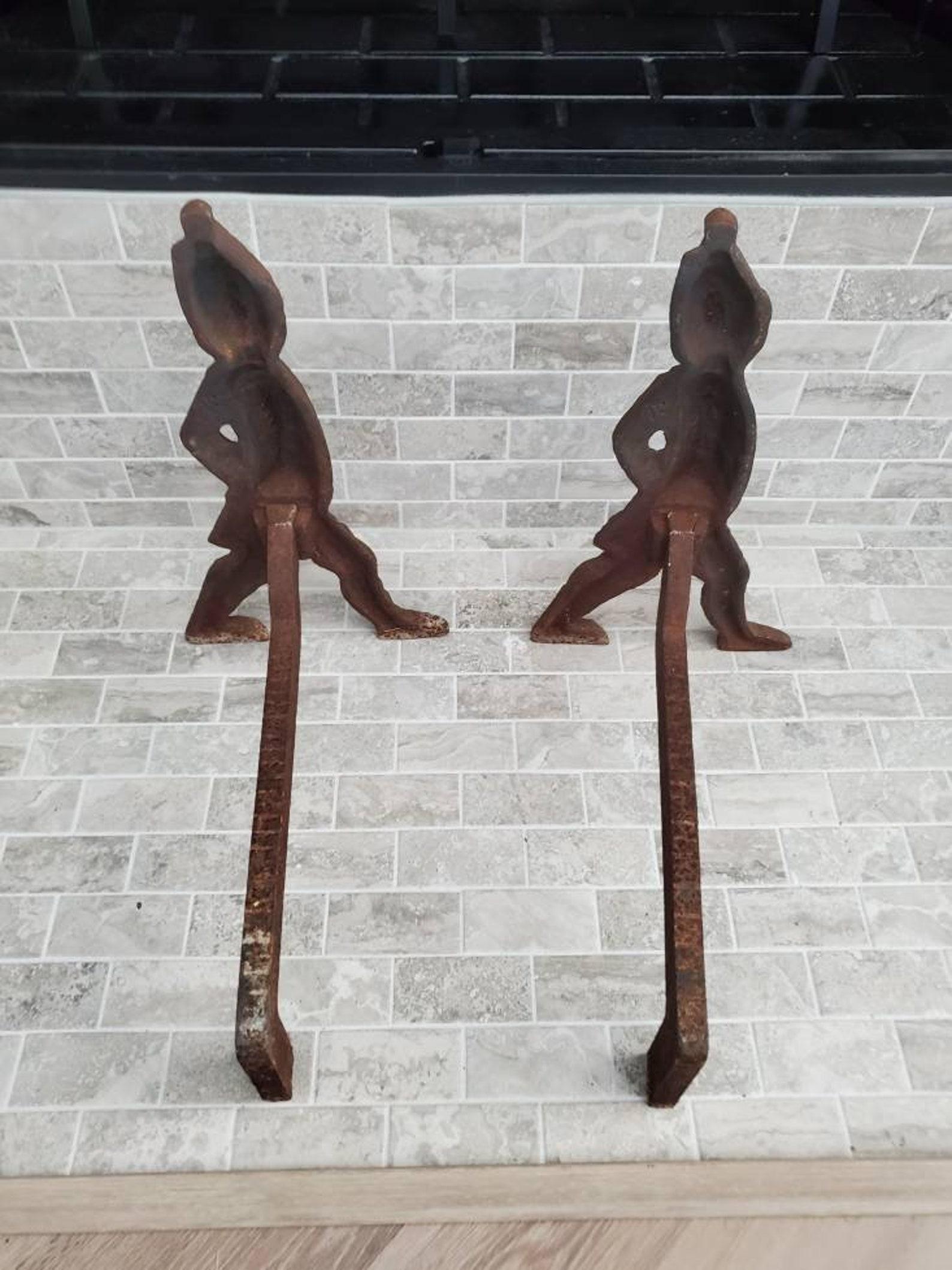 Pair of Antique American Hessian Soldier Andirons by Virginia Metalcrafters 2