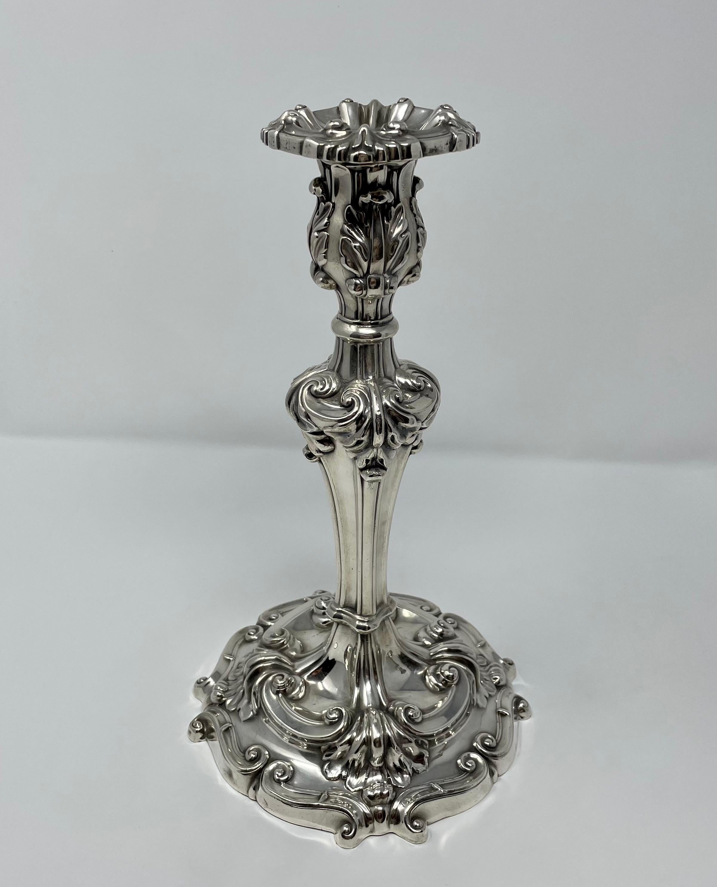 Pair of Antique Reed and Barton American Sheffield Candlesticks.