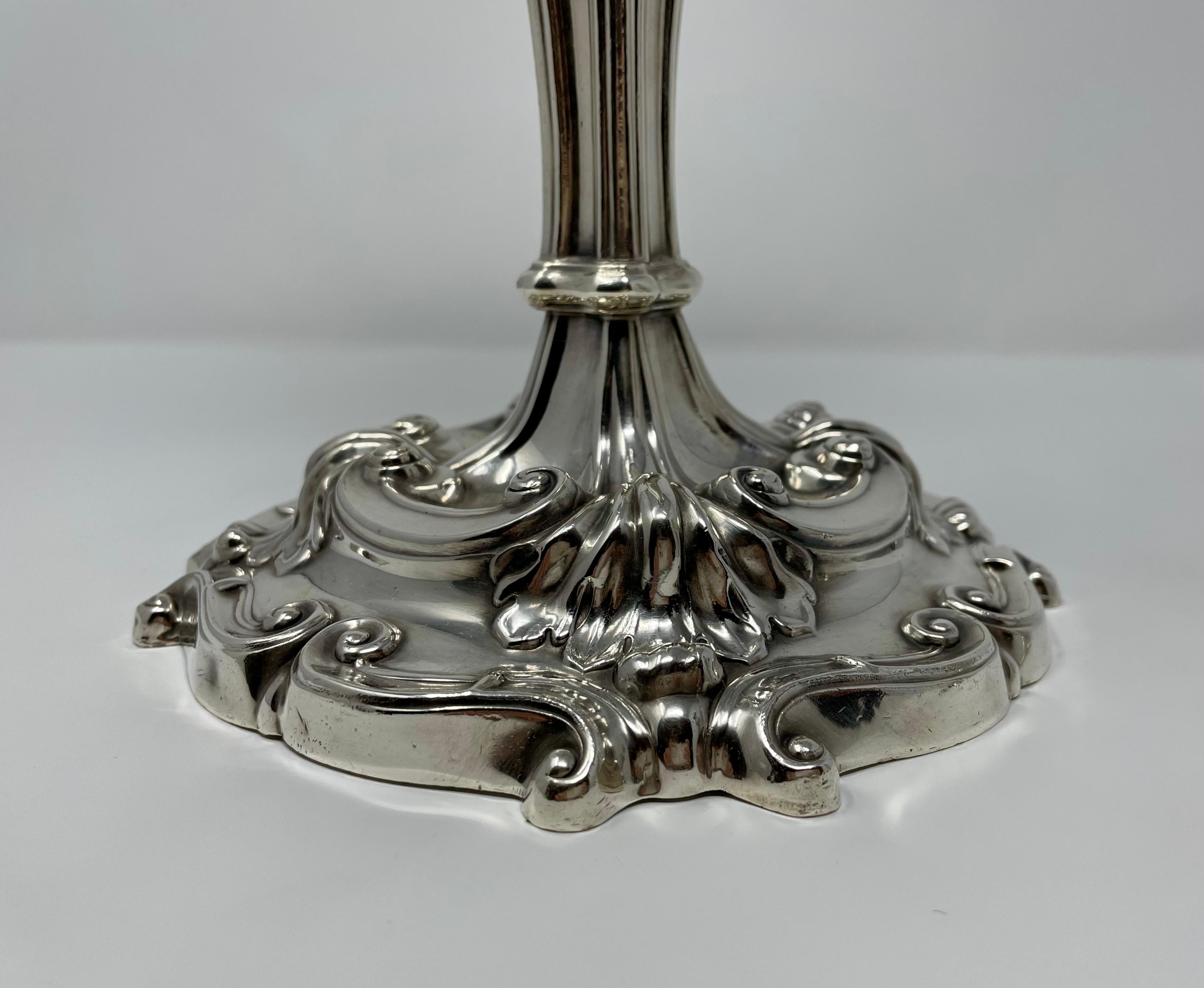 19th Century Pair of Antique American Sheffield Candlesticks