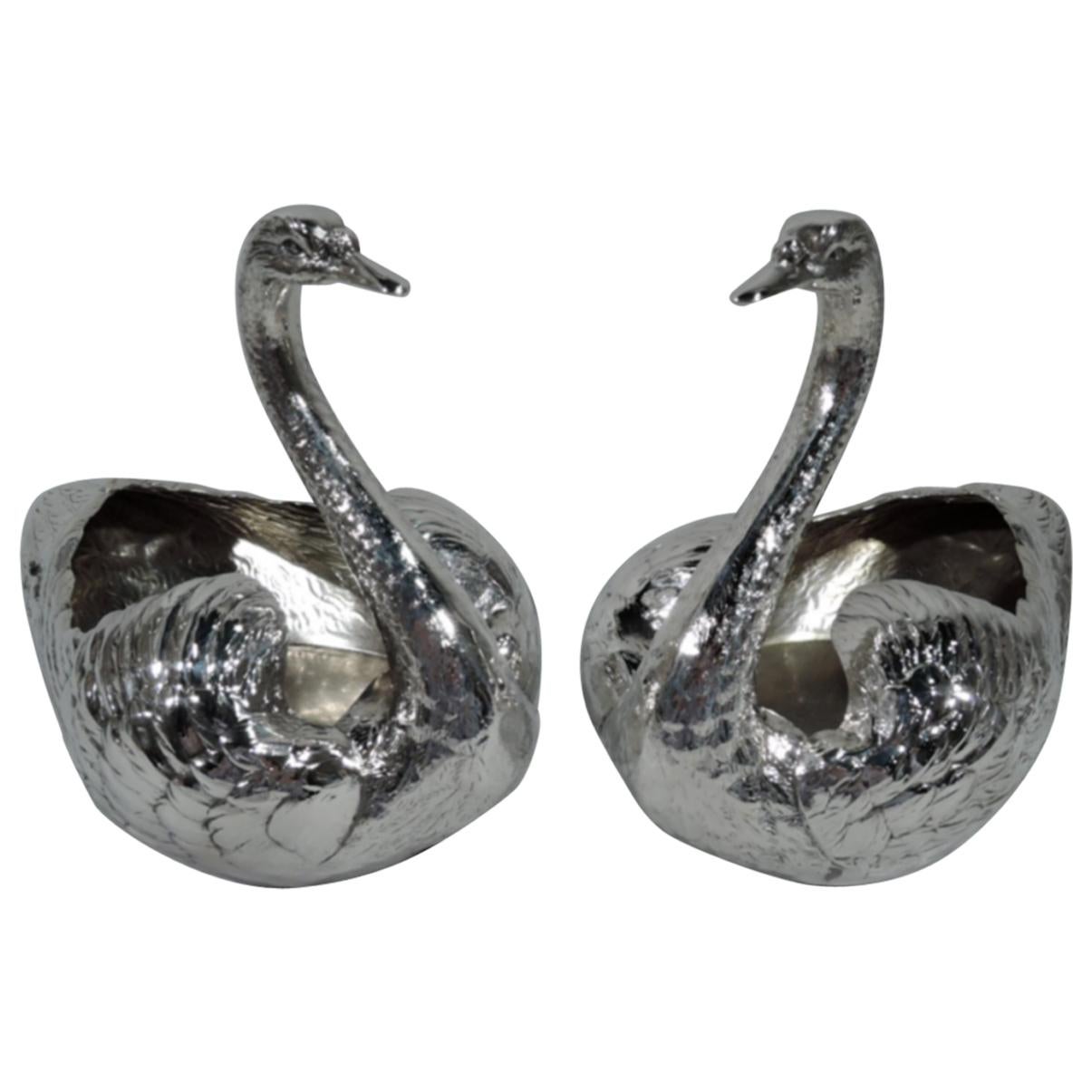 Pair of Antique American Sterling Silver Swans by Gorham
