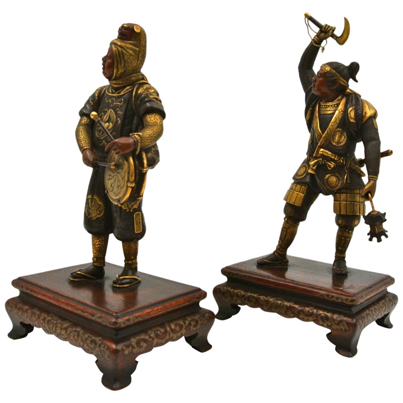 Pair of Antique and Gilded Bronze Sculptures