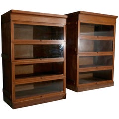 Pair of Antique and Large Quarter Sawn Oak Country Store Cabinets, circa 1900