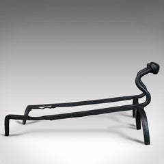 Pair of Antique Andirons, English Firedogs, Forged, Turn of the Century