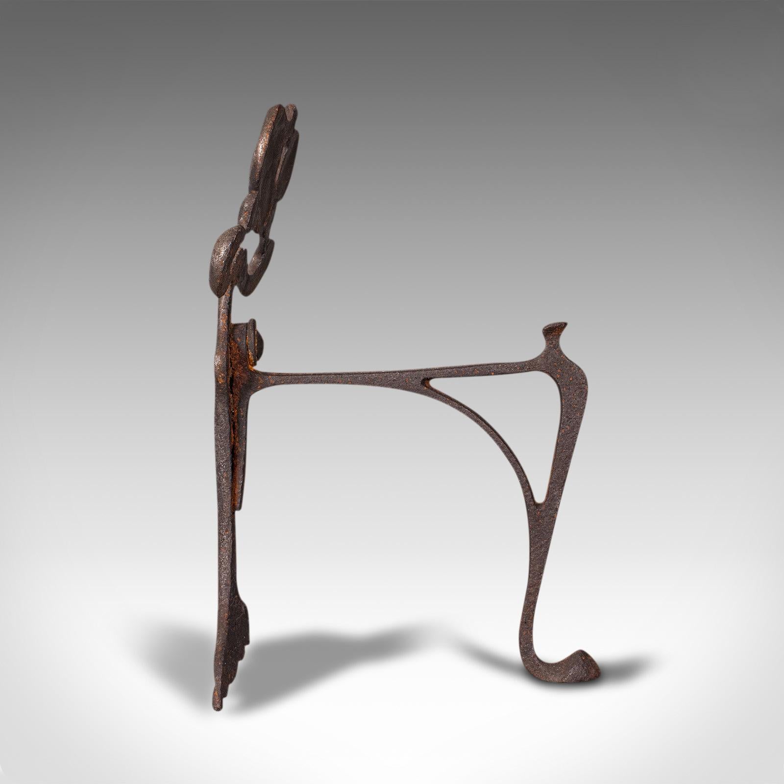 Pair of Antique Andirons, French, Iron, Fire Dogs, Tool Rest, Art Nouveau, 1900 1