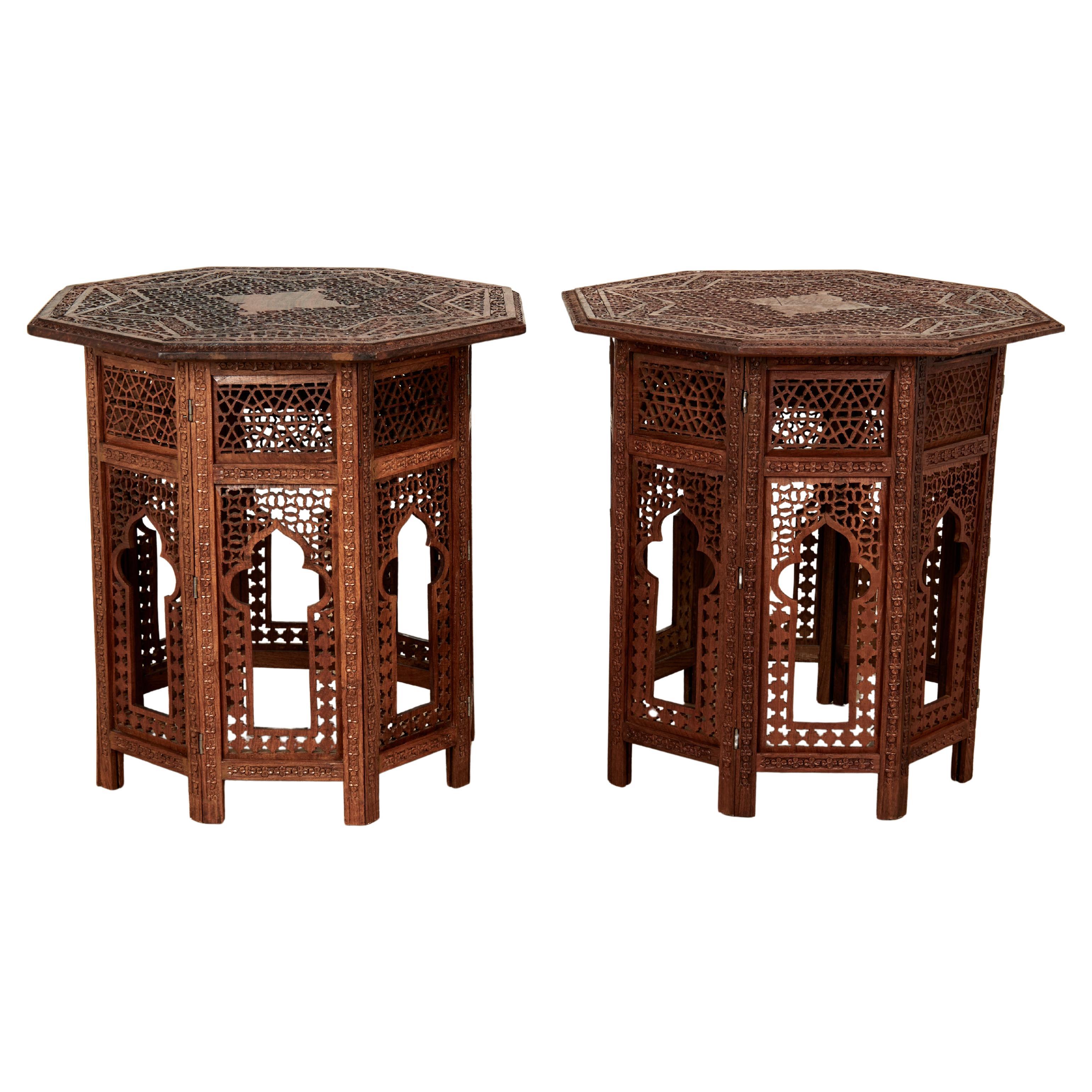 Pair of Antique Anglo Indian Carved Stands or Tables For Sale