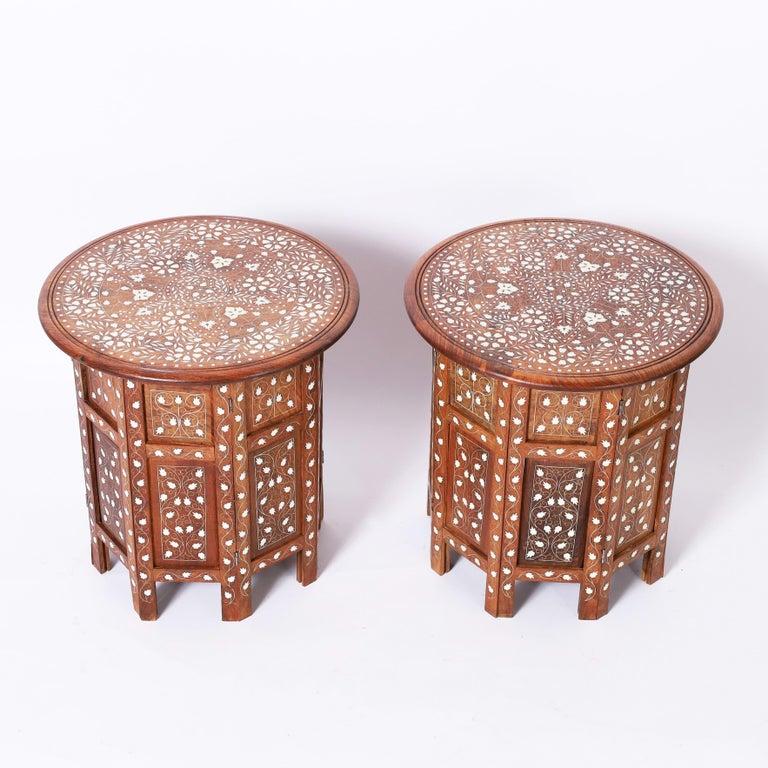 Anglo-Indian Pair of Antique Anglo Indian Inlaid Stands